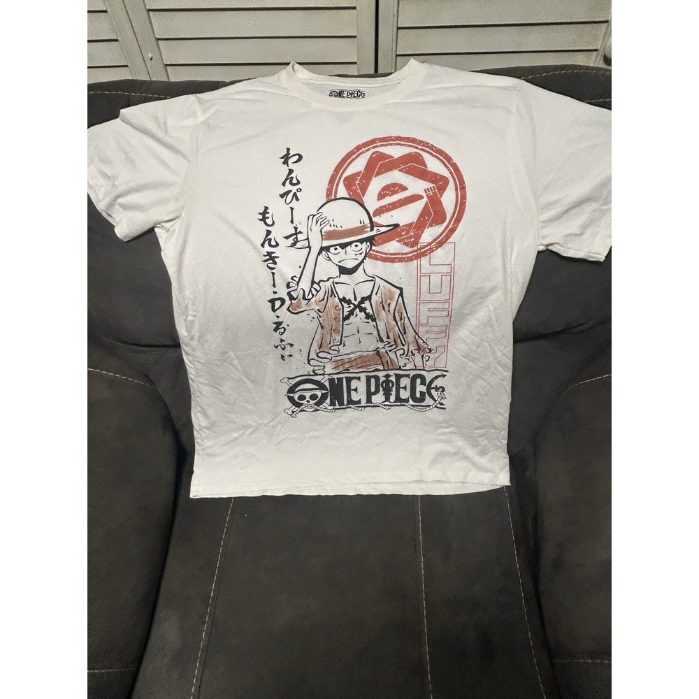 One Piece‎ Monkey D Luffy Anime T-Shirt White Red Graphic Official XL Manga